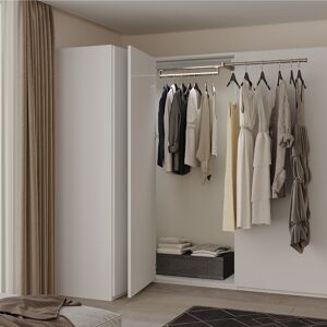 Richelieu Smart Corner closet system showing pivoting and sliding hanging rods